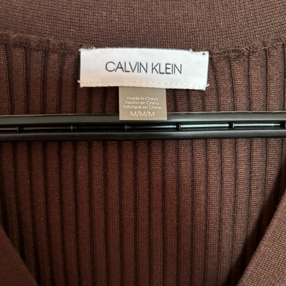 Calvin Klein Ribbed Chocolate Brown Sweater Dress - Picture 2 of 3